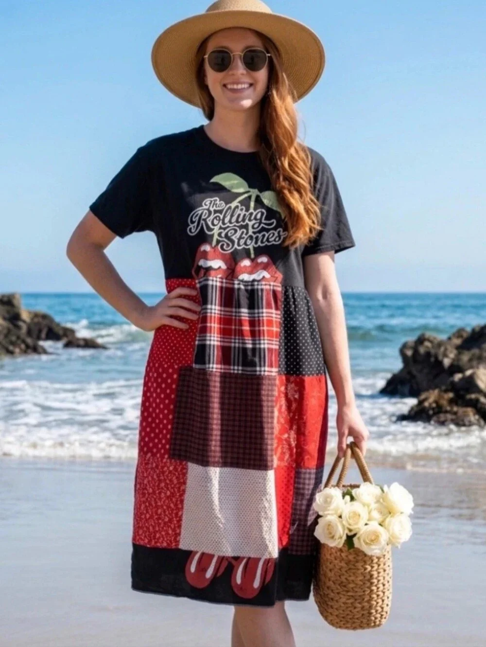 The Rolling Stones Classic Rock Boho Patchwork Dress Size 2X